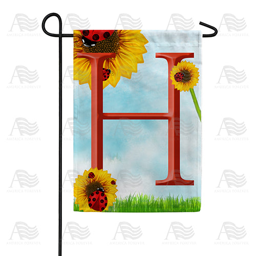 Ladybugs and Sunflowers Monogram Garden Flag