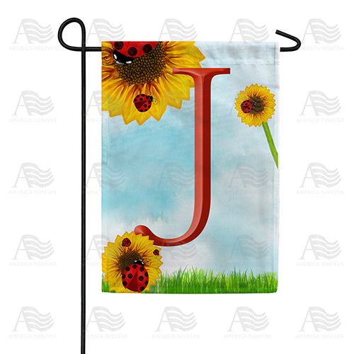 Ladybugs and Sunflowers Monogram Garden Flag