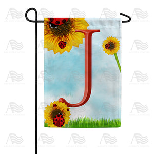 Ladybugs and Sunflowers Monogram Garden Flag