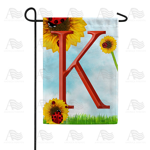 Ladybugs and Sunflowers Monogram Garden Flag