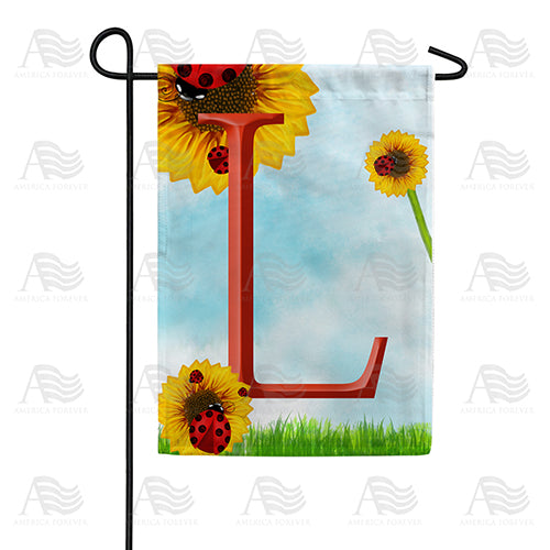 Ladybugs and Sunflowers Monogram Garden Flag