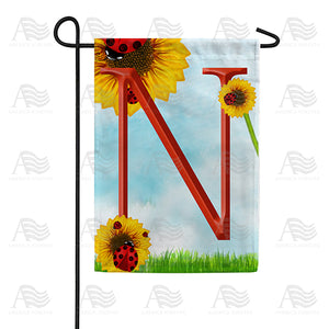 Ladybugs and Sunflowers Monogram Garden Flag