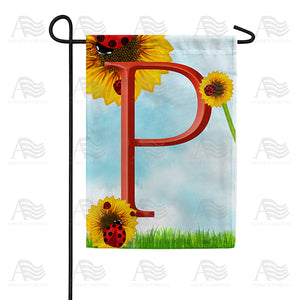 Ladybugs and Sunflowers Monogram Garden Flag