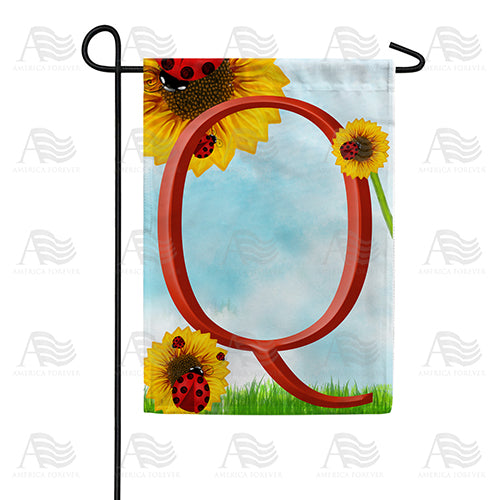 Ladybugs and Sunflowers Monogram Garden Flag