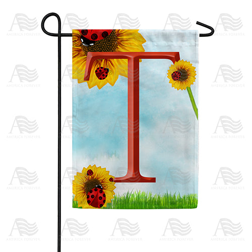 Ladybugs and Sunflowers Monogram Garden Flag