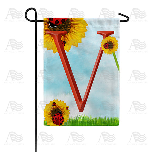 Ladybugs and Sunflowers Monogram Garden Flag