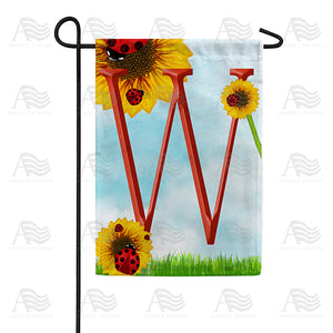 Ladybugs and Sunflowers Monogram Garden Flag