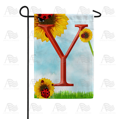 Ladybugs and Sunflowers Monogram Garden Flag