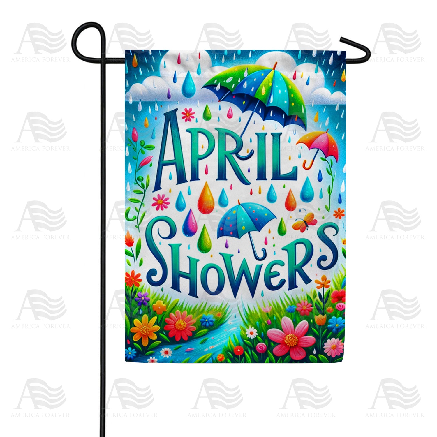 America Forever April Showers Double Sided Garden Flag