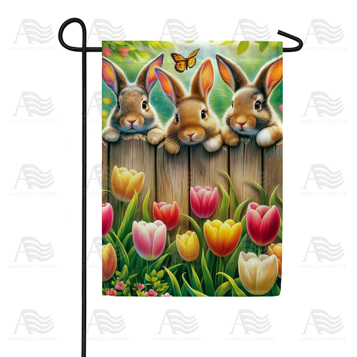 Bunnies and Blossoms Double Sided Garden Flag