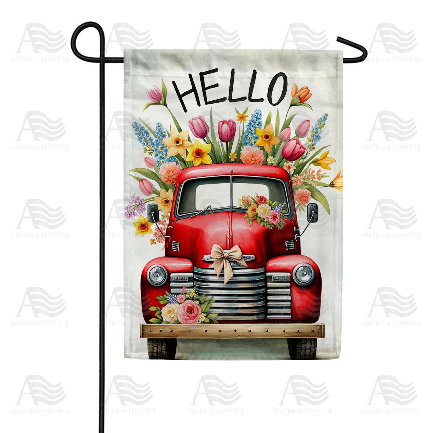 Springtime Vintage Truck Double Sided Garden Flag