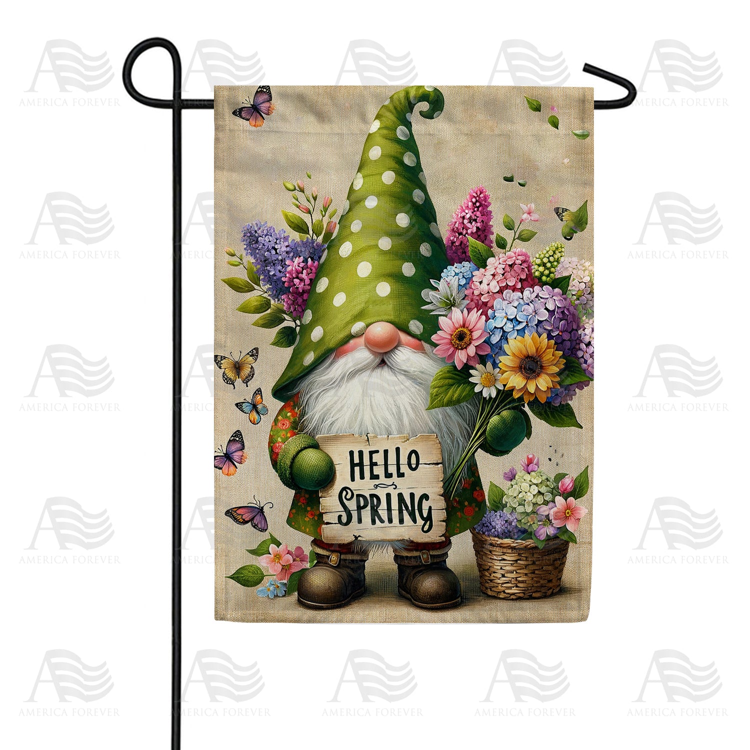Gnome's Spring Welcome Double Sided Garden Flag