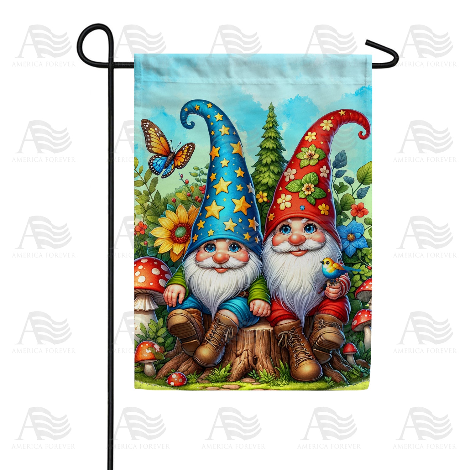Enchanted Garden Gnomes Double Sided Garden Flag