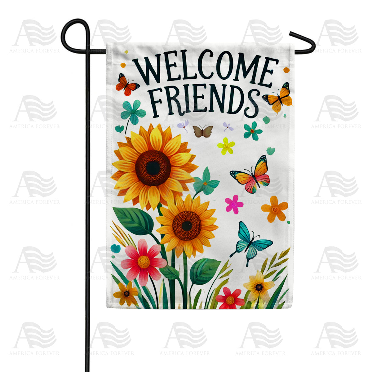 America Forever Welcome Friends Double Sided Garden Flag