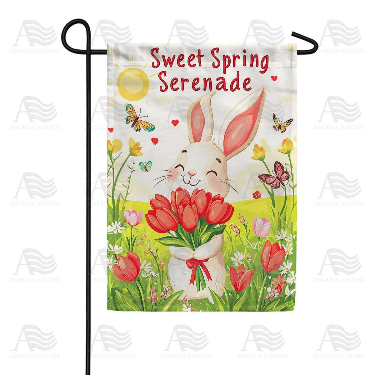 Sweet Spring Serenade Bunny Double Sided Garden Flag