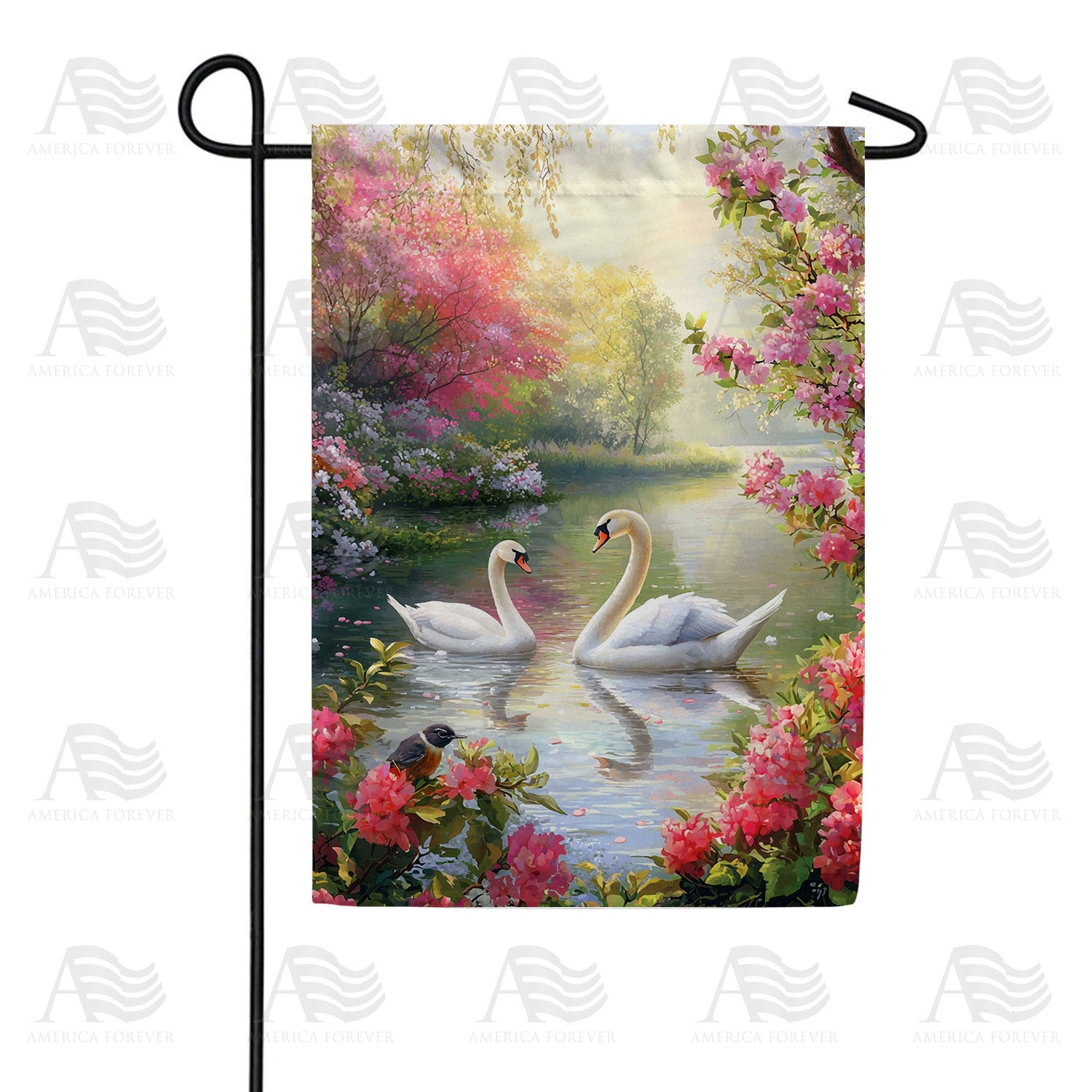 Spring Swan Garden Paradise Double Sided Garden Flag