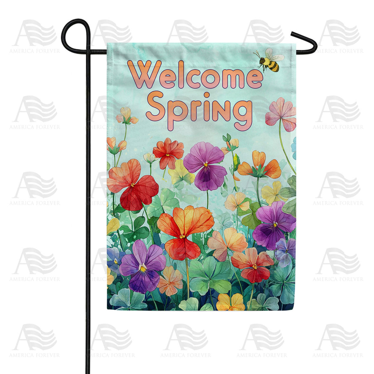 Welcome Spring Pansy Garden Double Sided Garden Flag