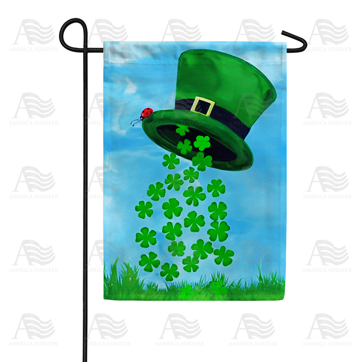 Leprechaun Hat Shamrock Magic Double Sided Garden Flag