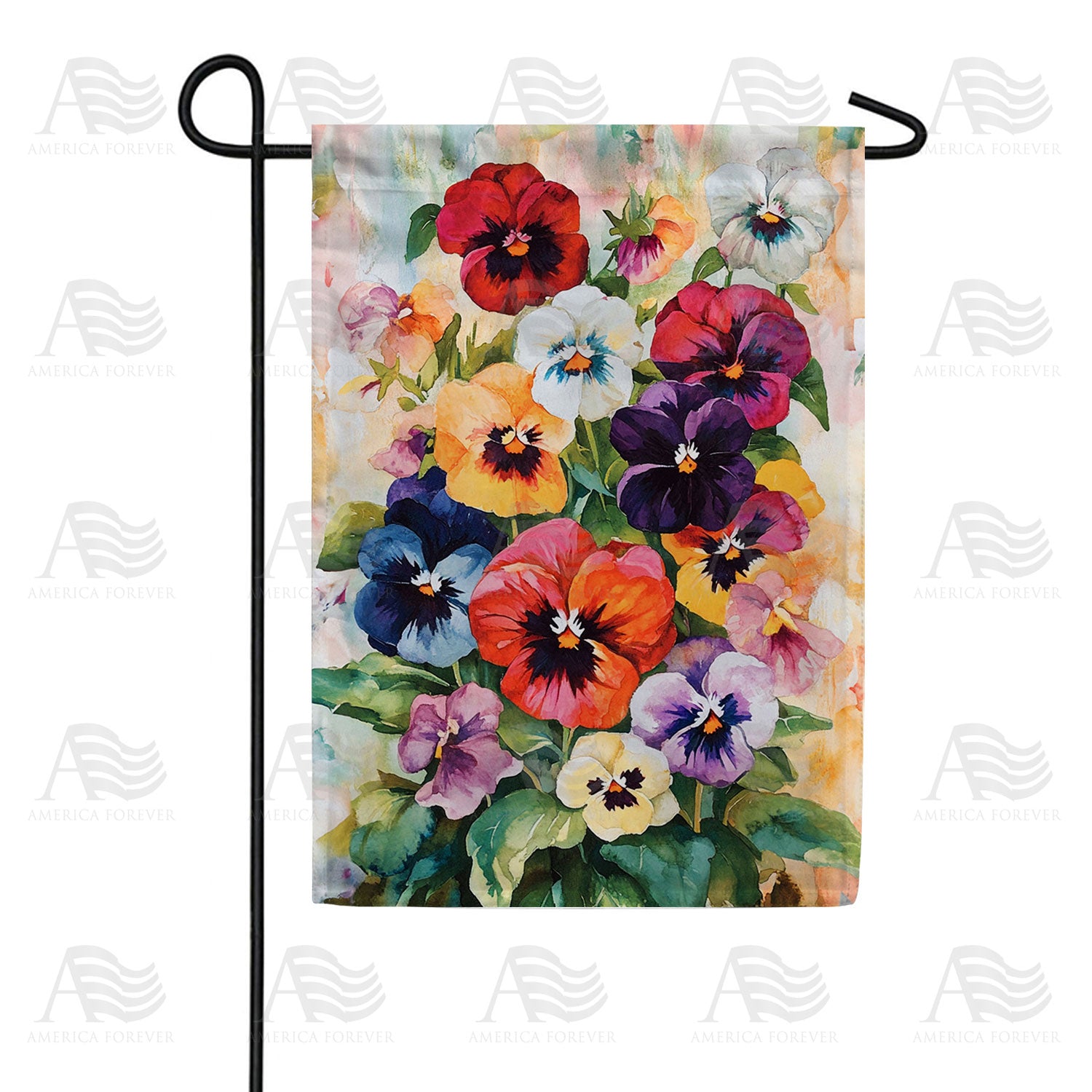 Watercolor Pansy Garden Double Sided Garden Flag