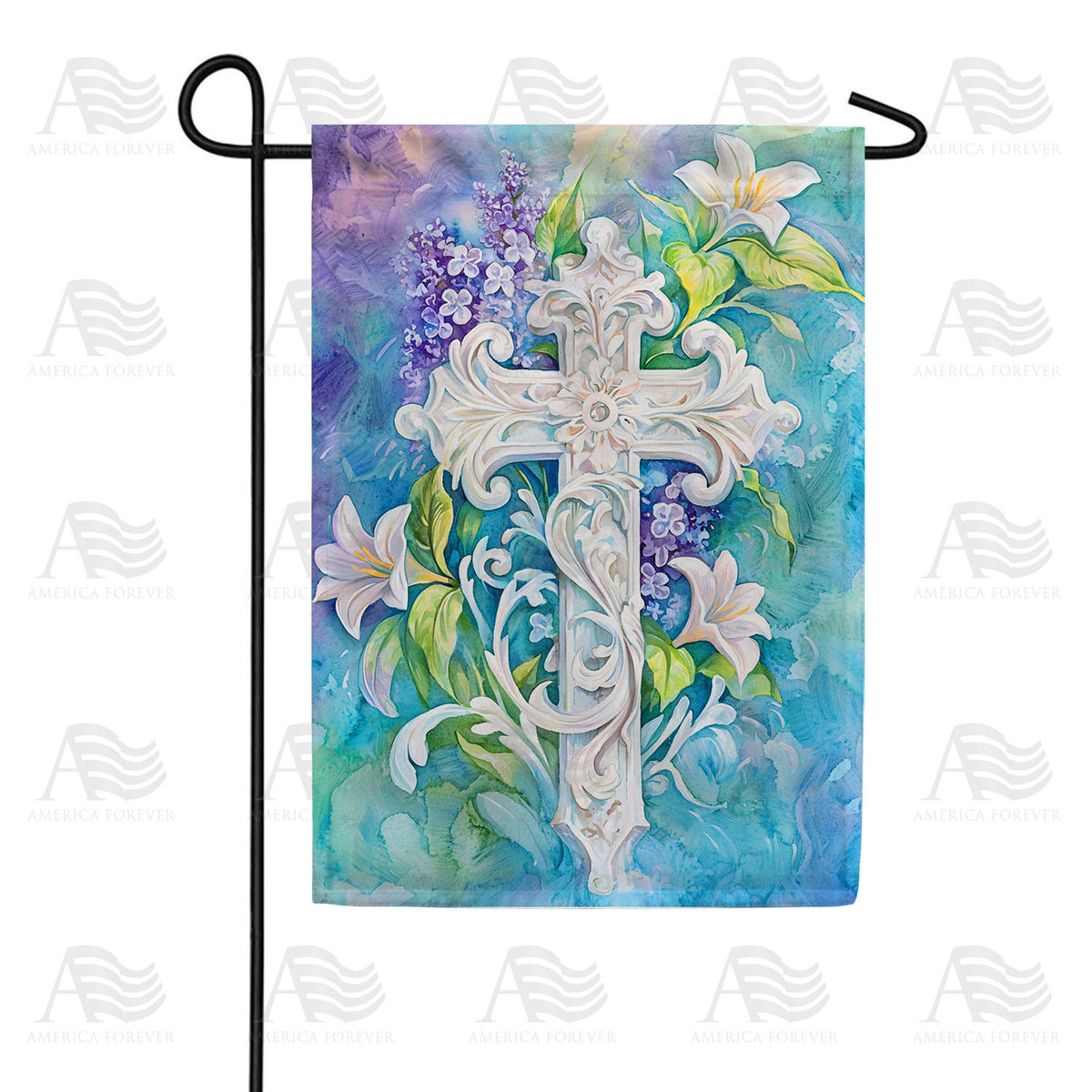 Easter Cross Lily Garden Double Sided Garden Flag