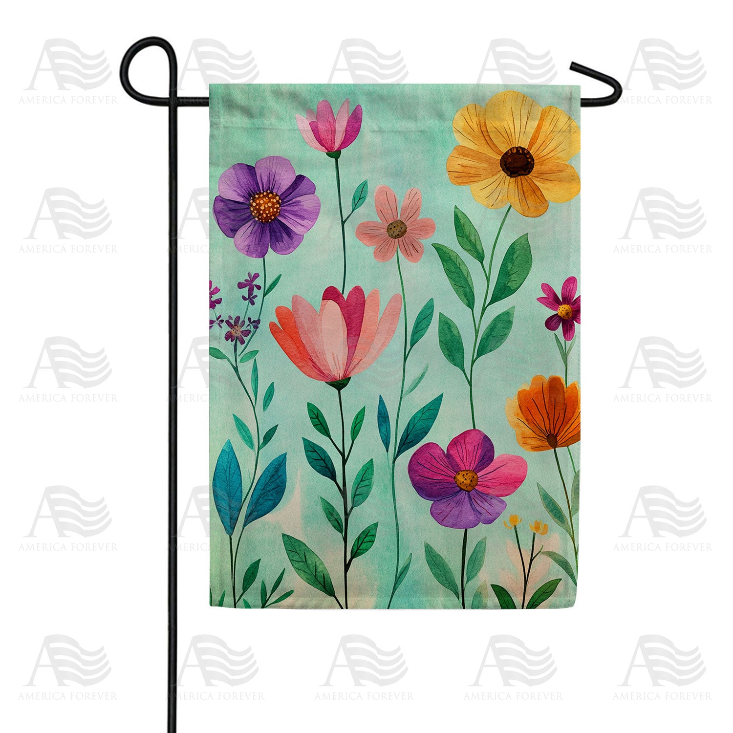Watercolor Wildflower Garden Double Sided Garden Flag