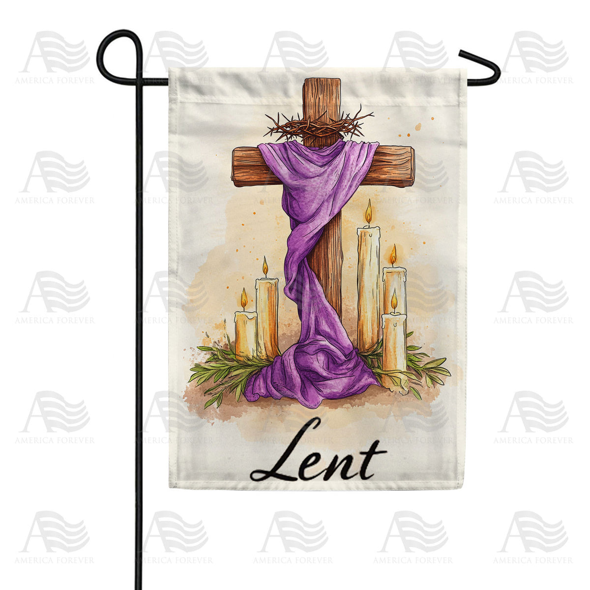 Lent Cross Candles Double Sided Garden Flag