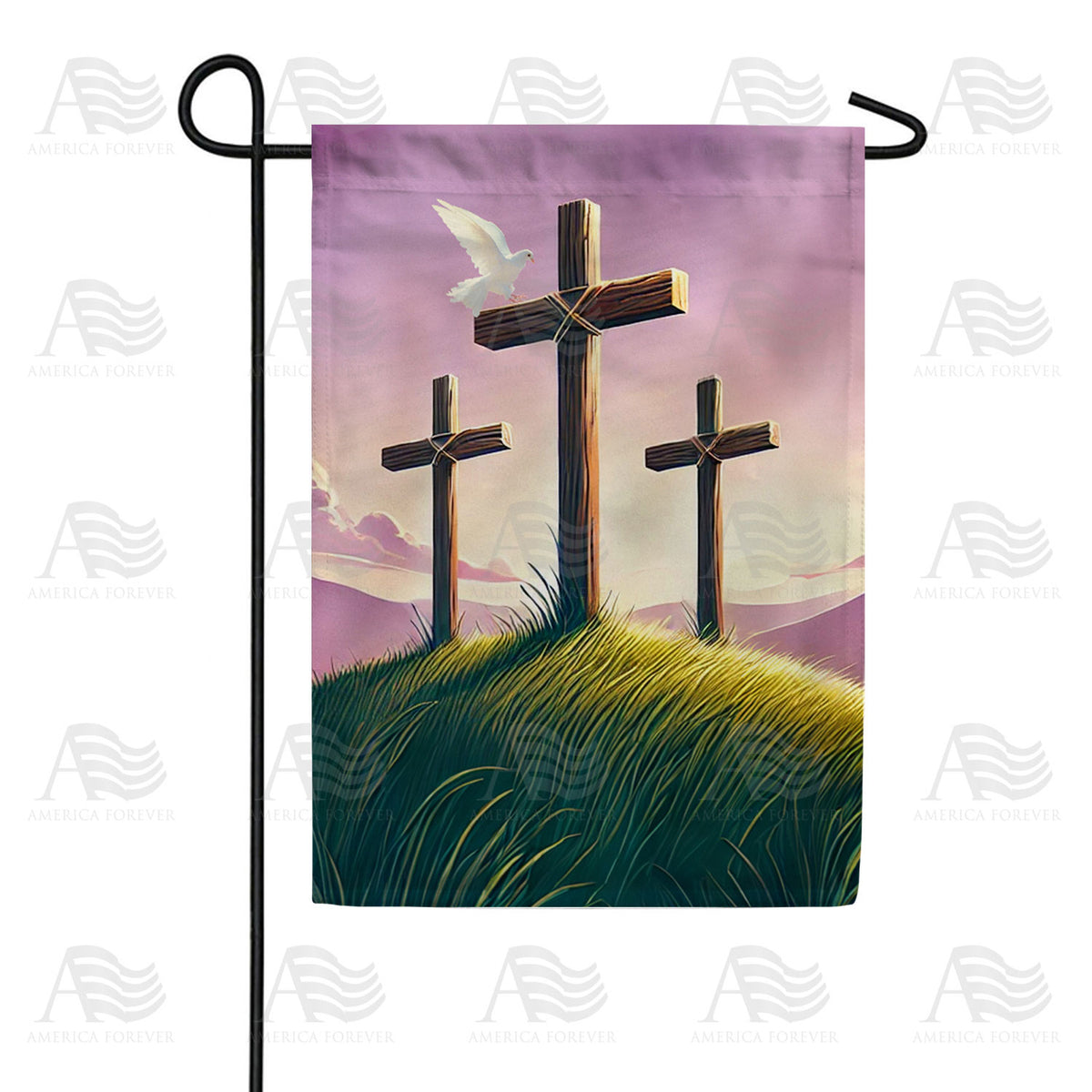 Three Crosses Calvary Double Sided Garden Flag