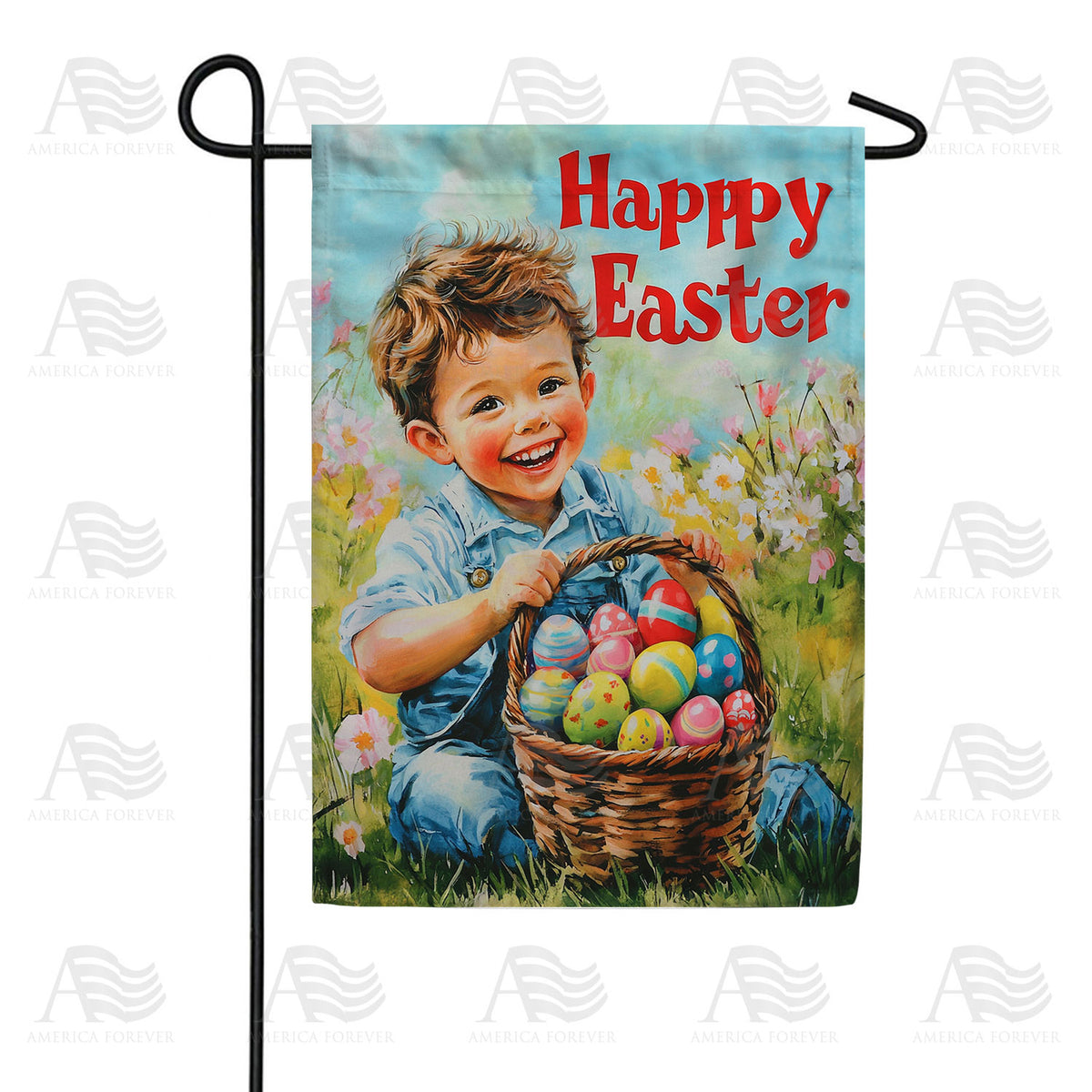 Happy Easter Boy Egg Hunt Double Sided Garden Flag