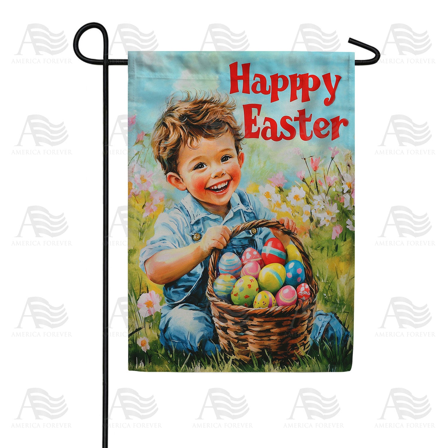 Happy Easter Boy Egg Hunt Double Sided Garden Flag