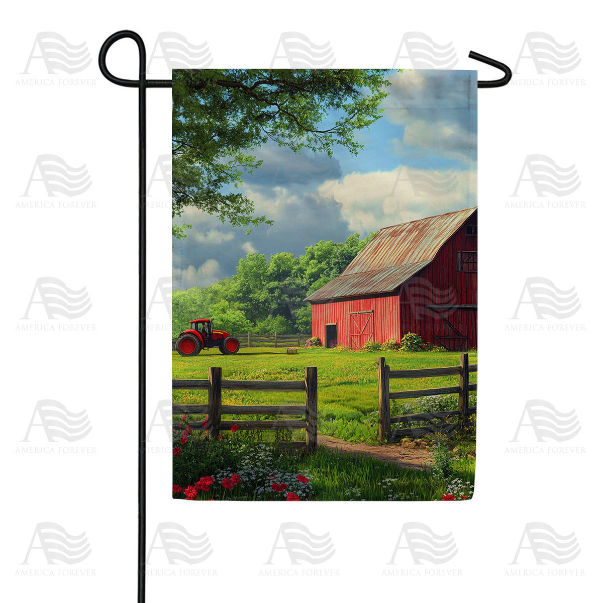 Farm Country Barn Scene Double Sided Garden Flag
