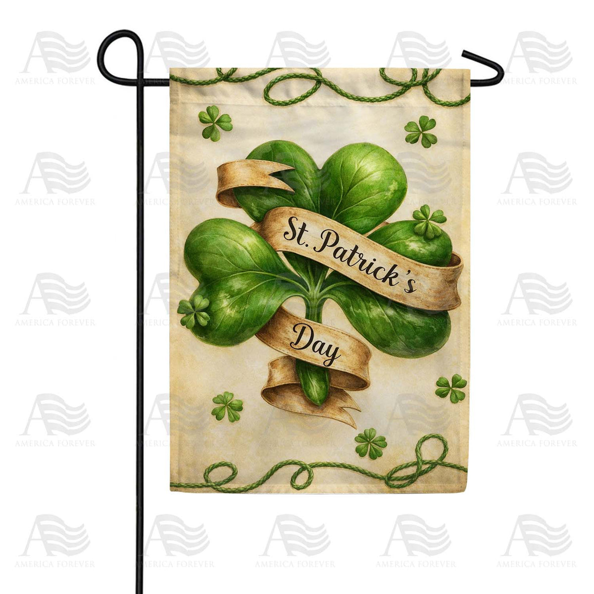 St. Patrick's Day Four Leaf Clover Garden Flag