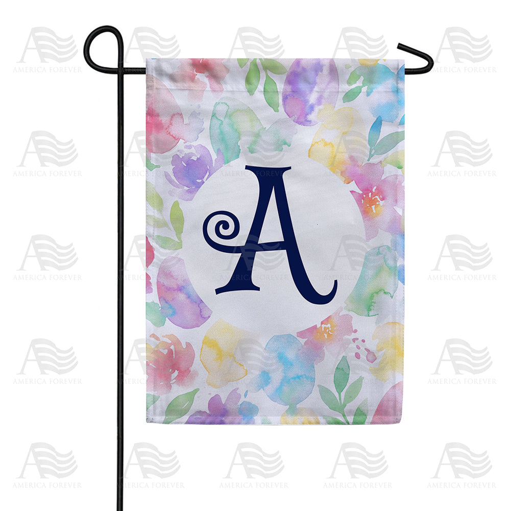 Watercolor Floral Monogram Double Sided Garden Flag 12.5" x 18"