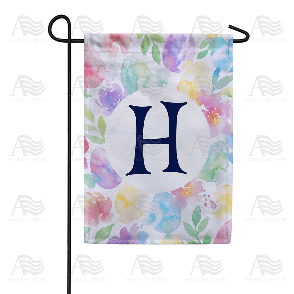 Watercolor Floral Monogram Double Sided Garden Flag 12.5" x 18"