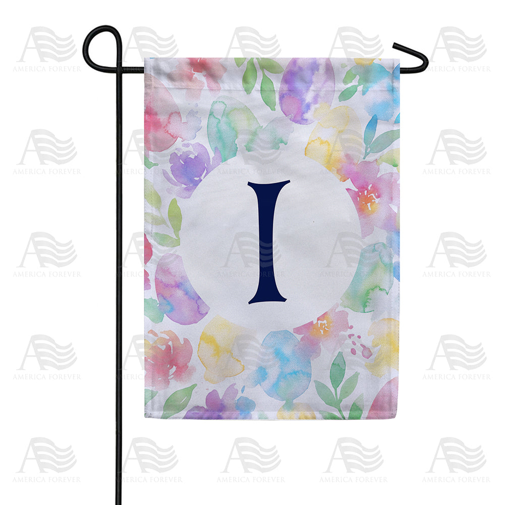 Watercolor Floral Monogram Double Sided Garden Flag 12.5" x 18"