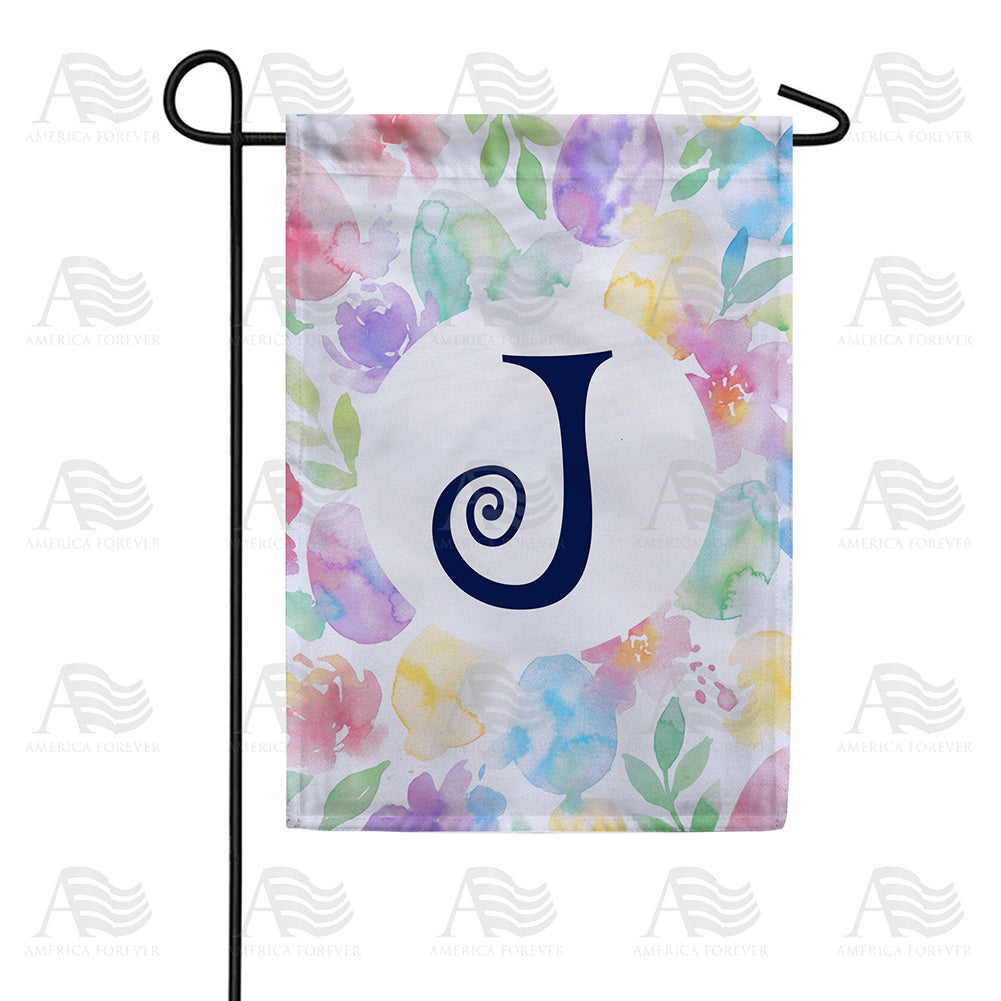 Watercolor Floral Monogram Double Sided Garden Flag 12.5" x 18"