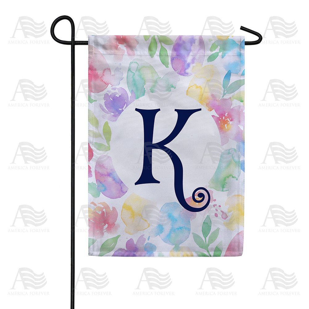 Watercolor Floral Monogram Double Sided Garden Flag 12.5" x 18"