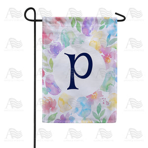 Watercolor Floral Monogram Double Sided Garden Flag 12.5" x 18"