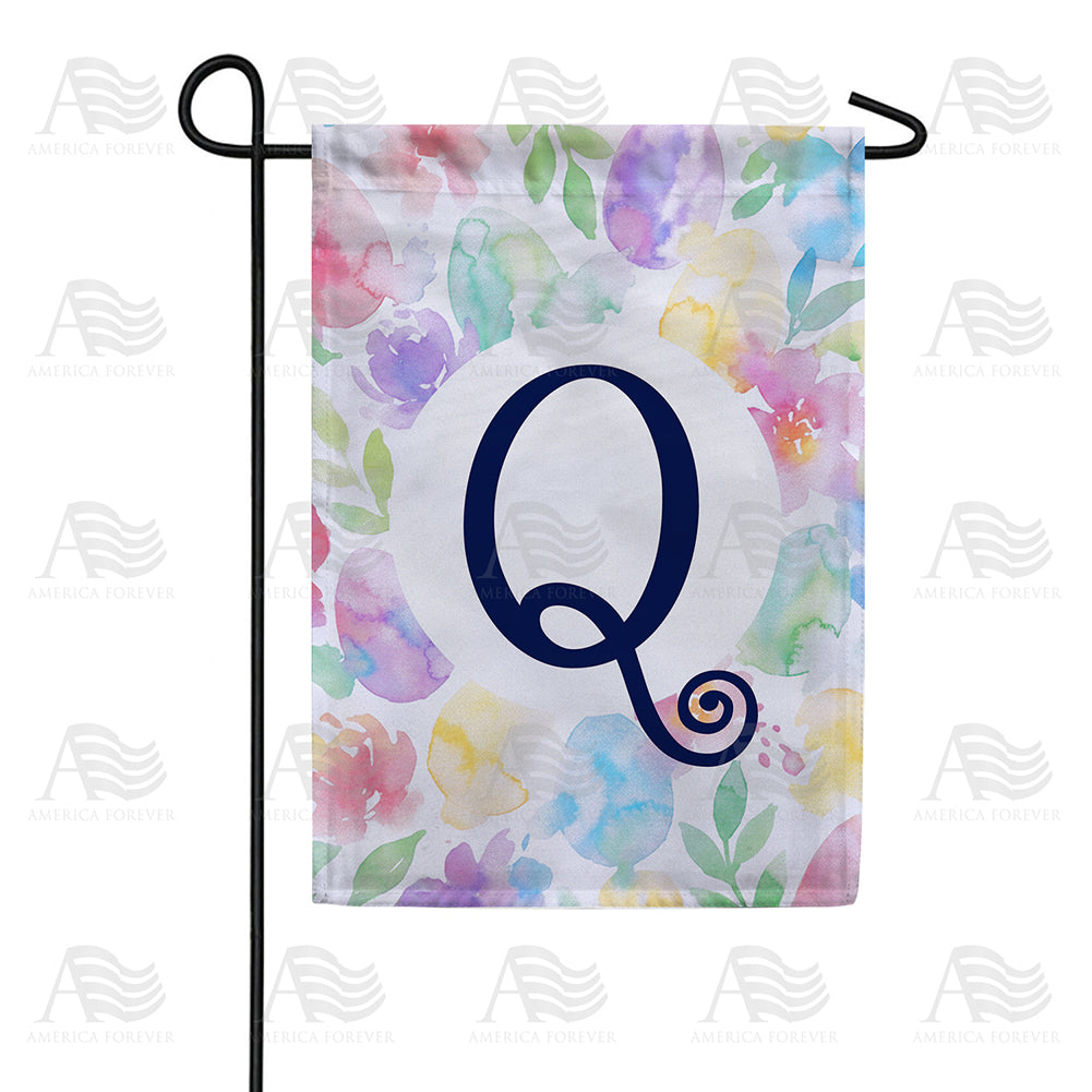 Watercolor Floral Monogram Double Sided Garden Flag 12.5" x 18"