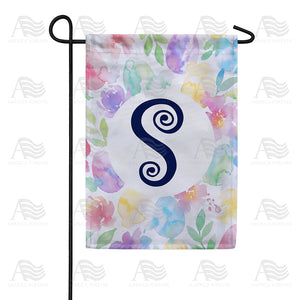 Watercolor Floral Monogram Double Sided Garden Flag 12.5" x 18"