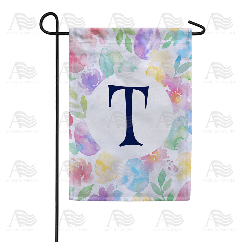 Watercolor Floral Monogram Double Sided Garden Flag 12.5" x 18"