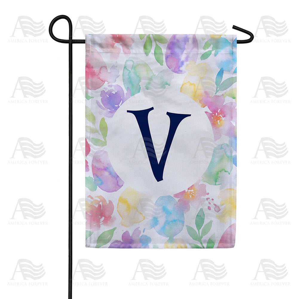 Watercolor Floral Monogram Double Sided Garden Flag 12.5" x 18"