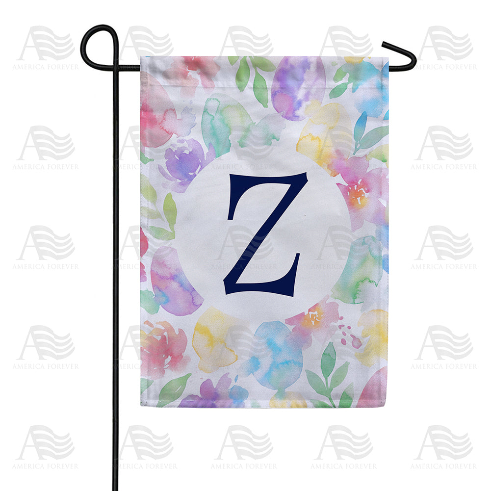 Watercolor Floral Monogram Double Sided Garden Flag 12.5" x 18"