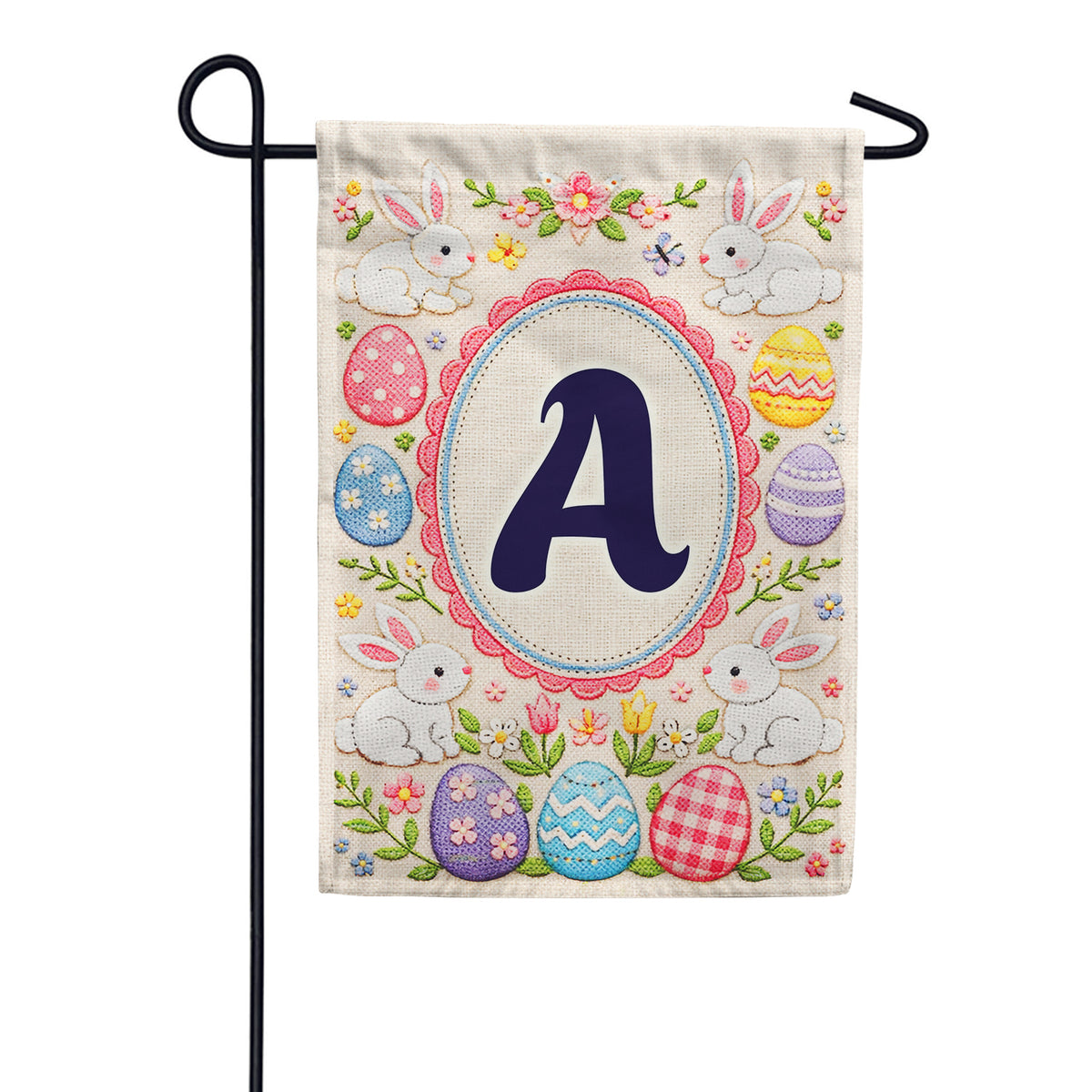 Easter Bunny Monogram Double Sided Garden Flag 12.5" x 18"