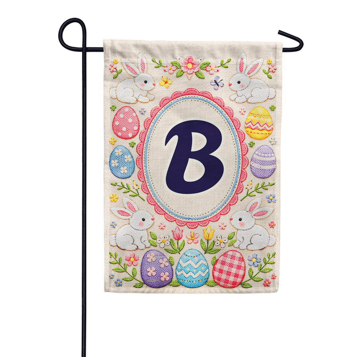 Easter Bunny Monogram Double Sided Garden Flag 12.5" x 18"