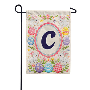 Easter Bunny Monogram Double Sided Garden Flag 12.5" x 18"