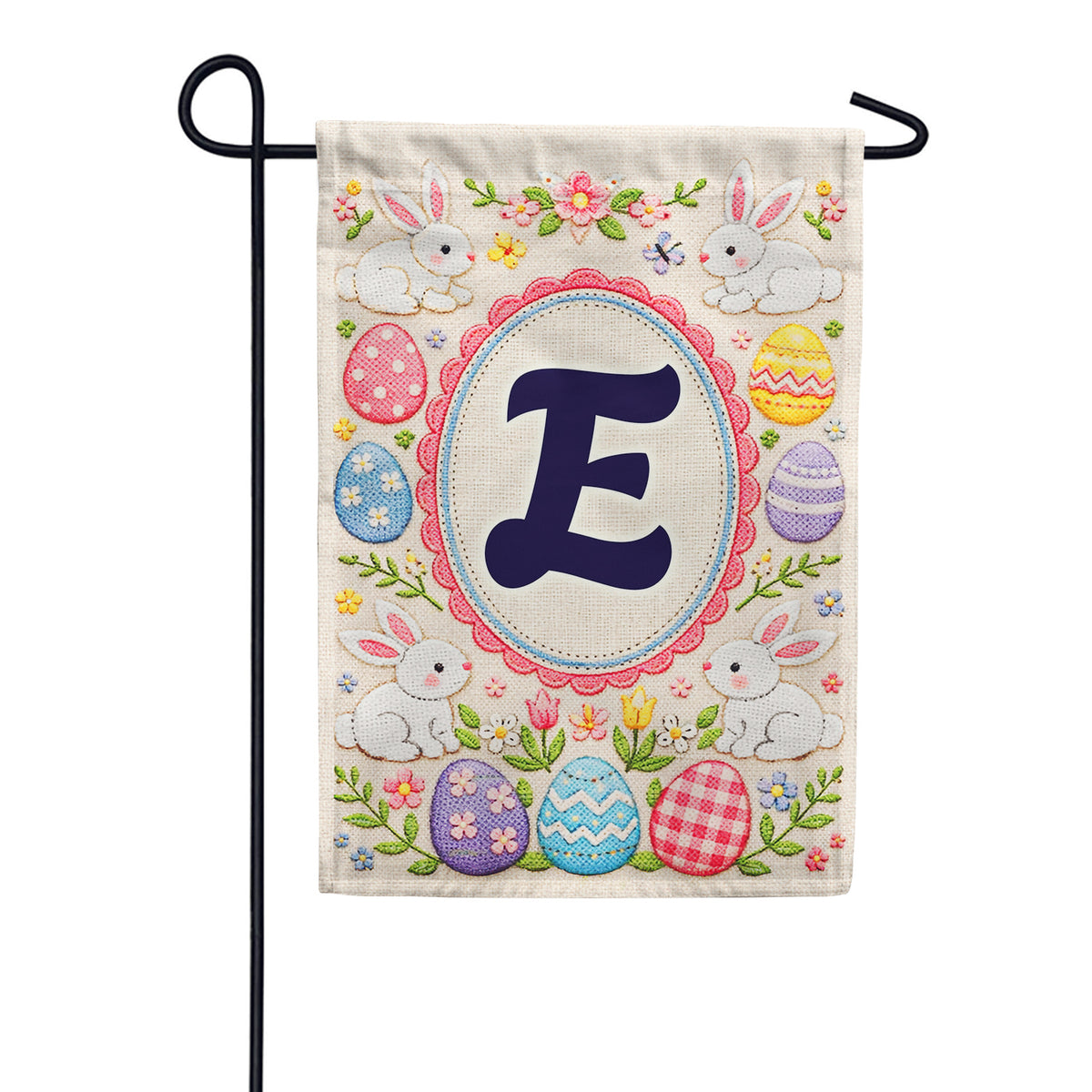 Easter Bunny Monogram Double Sided Garden Flag 12.5" x 18"
