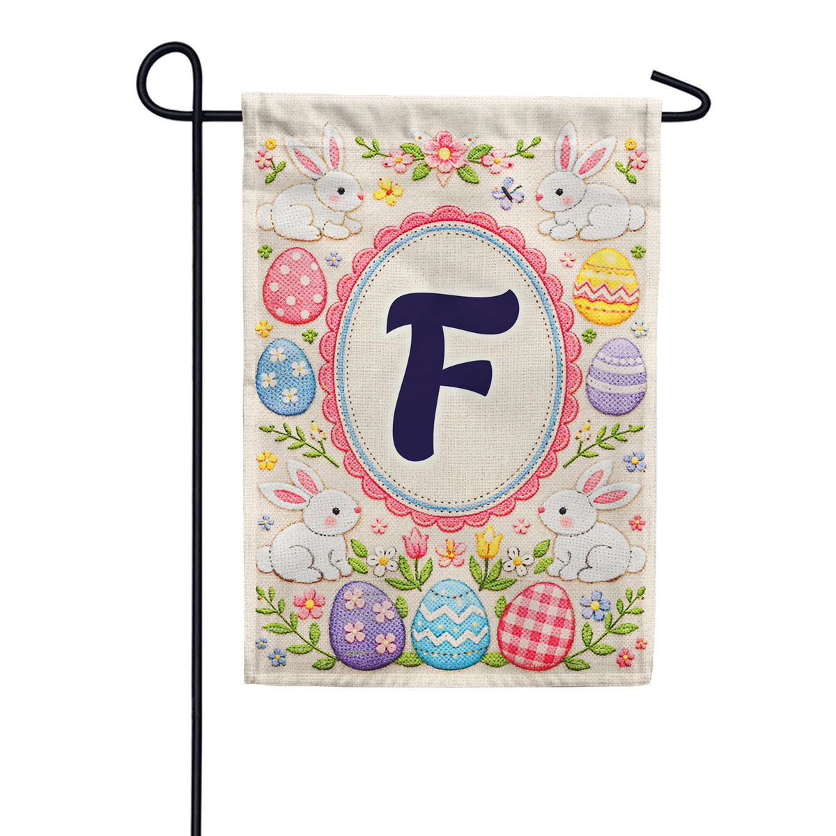 Easter Bunny Monogram Double Sided Garden Flag 12.5" x 18"