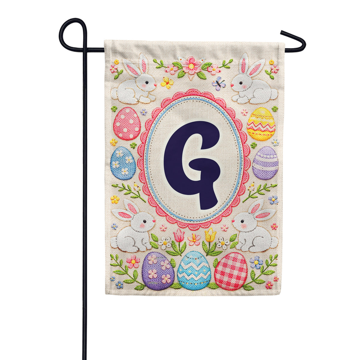 Easter Bunny Monogram Double Sided Garden Flag 12.5" x 18"