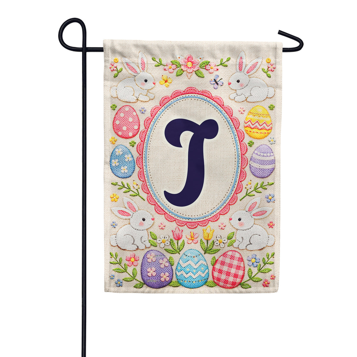 Easter Bunny Monogram Double Sided Garden Flag 12.5" x 18"