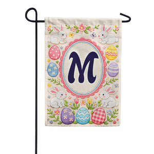 Easter Bunny Monogram Double Sided Garden Flag 12.5" x 18"